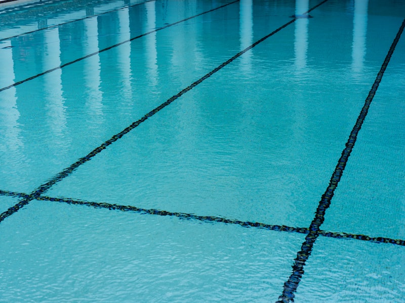 Public swimming pool with professional lighting